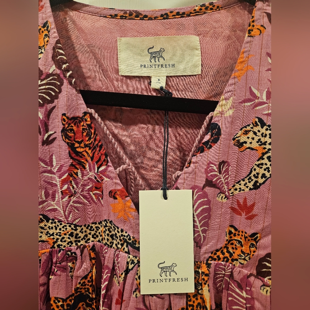 Printfresh Feline Fatale- Day Tripper Dress Lovely Lilac Size Small Nwt - Picture 3 of 3